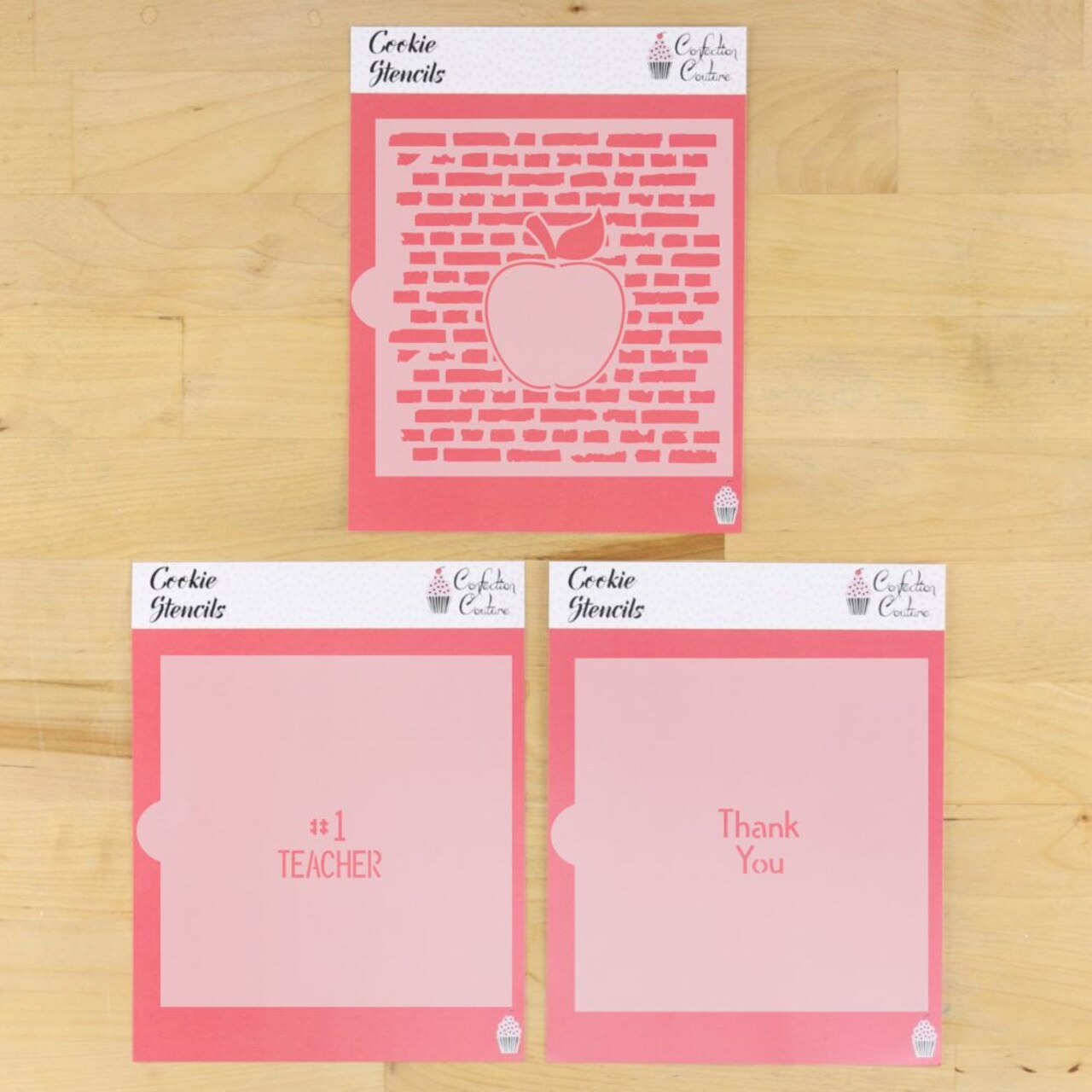 Number 1 Teacher Cookie Stencil Set | Cookie Decorating Tool | Airbrushing | Royal Icing | Arts & Craft | Confection Couture |